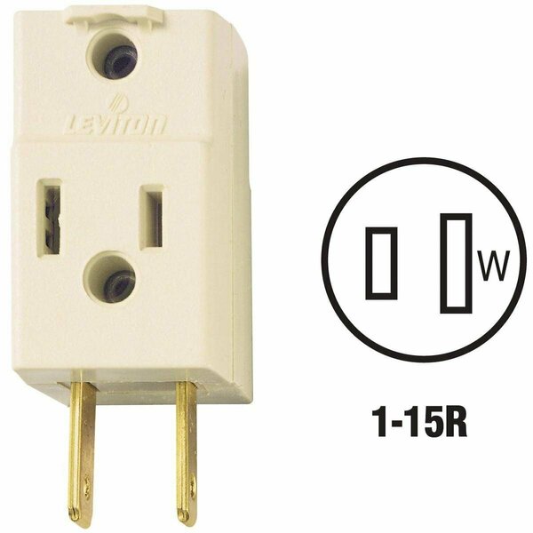 Leviton Ivory 15A 3-Outlet Cube Tap 009-00531-00I